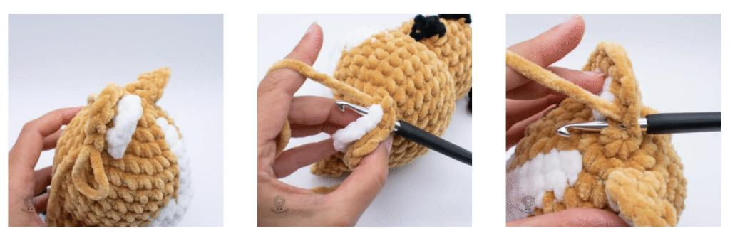 Схема в'язання правого вушка - Плюшевий коник амігурумі
