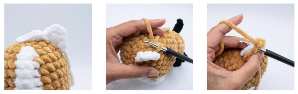 Схема в'язання лівого вушка - Плюшевий коник амігурумі