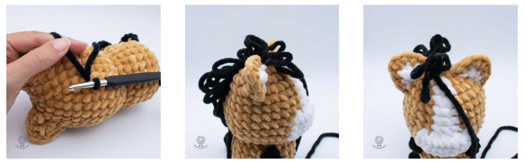 в'язання гриви витягнутипи петлями - Плюшевий коник амігурумі