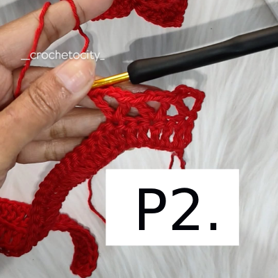 Троянда схема в'зання гачком - рядок 2