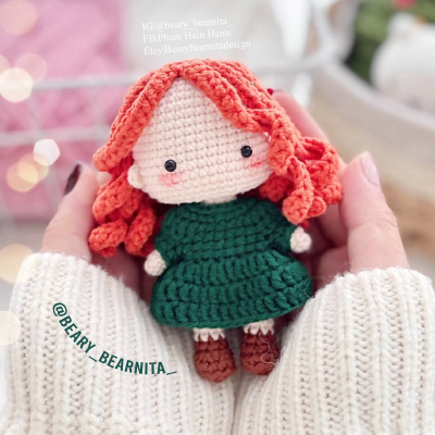 Руденька лялька амігурумі - схема в'язання